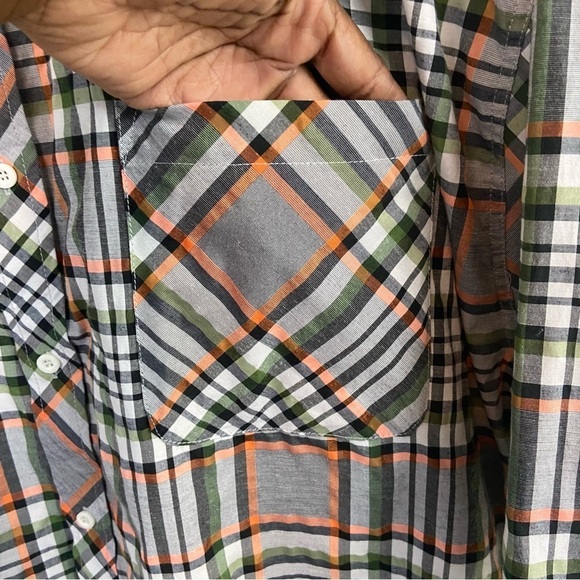 Mens Plaid Button Down Shirt Grey Orange Black Cotton Blend Sz 3XL Big & Tall - Picture 5 of 7